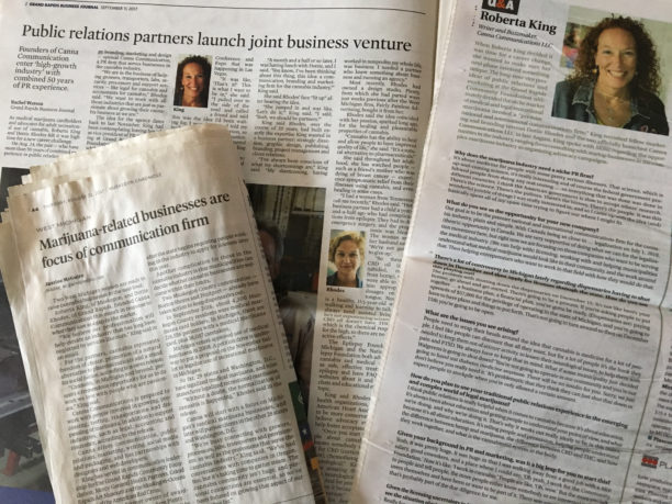 photo of newspaper articles about canna communication