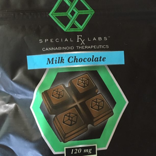 pretty cannabis packaging on some chocolate