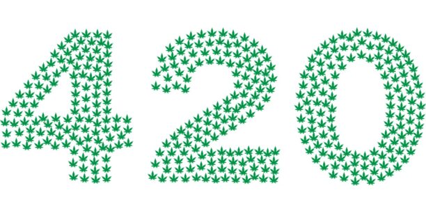 a graphic of marijuana leaves that form 420 for a blog about 420 and its meaning